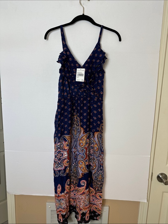 bobeau Dresses & Skirts - bobeau Navy Paisley Maxi Dress with Orange Accents